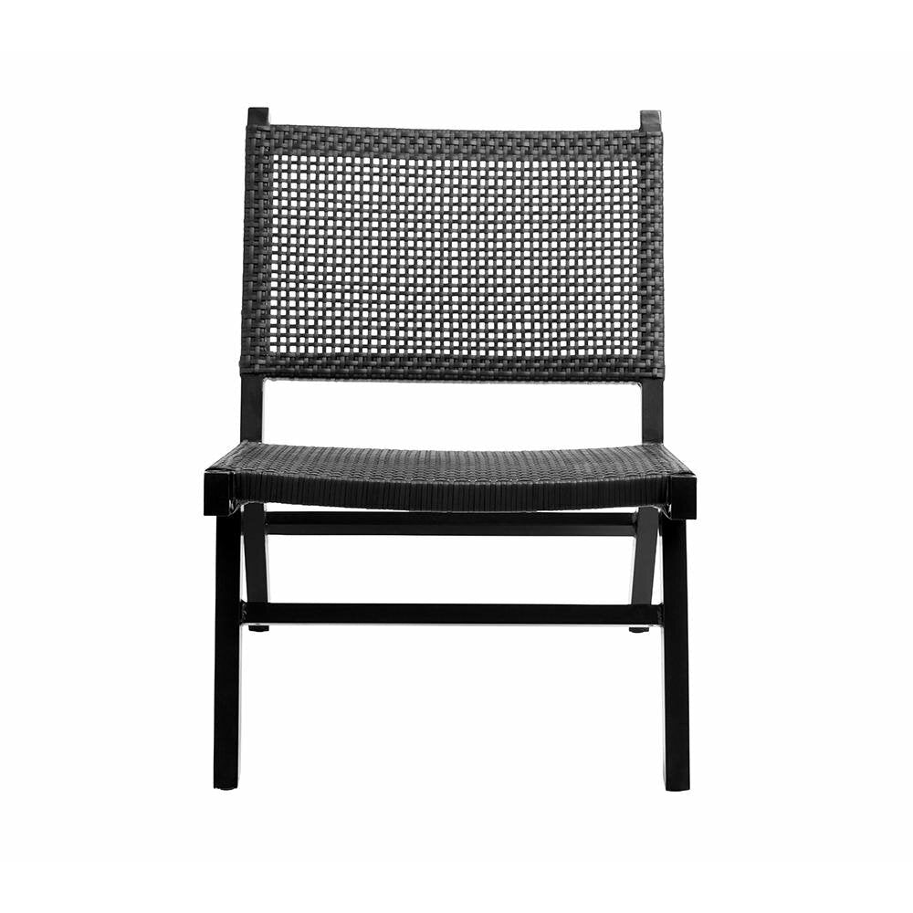 Vasai Lounge Garden Chair in Braided Polyrattan - Black