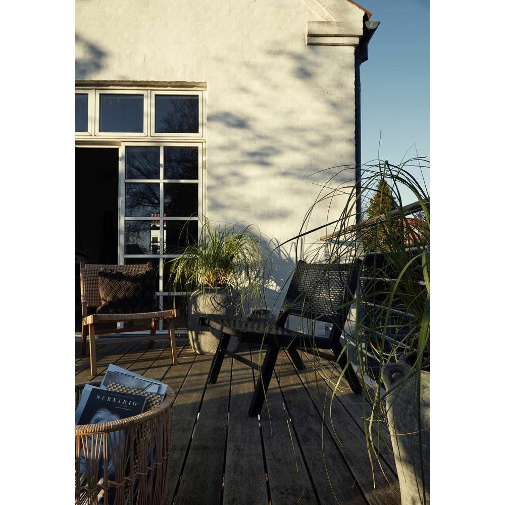 Vasai Lounge Garden Chair in Braided Polyrattan - Black
