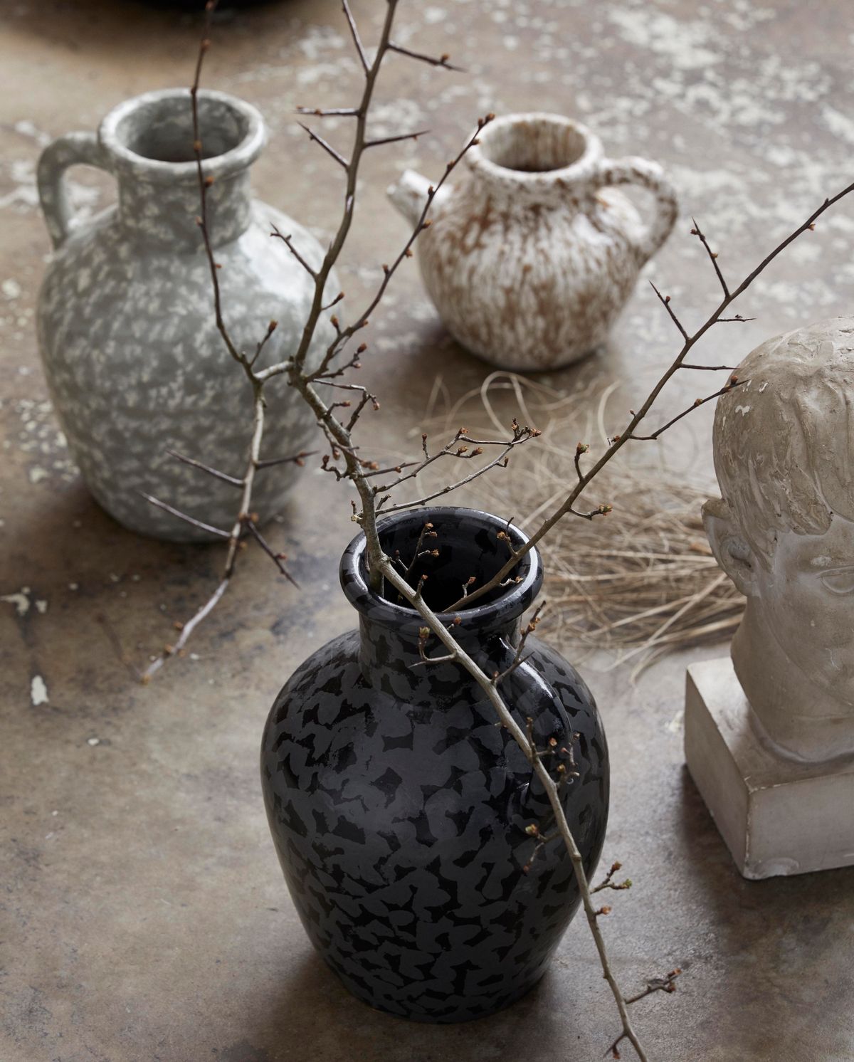 Batam vase, glasert - grå