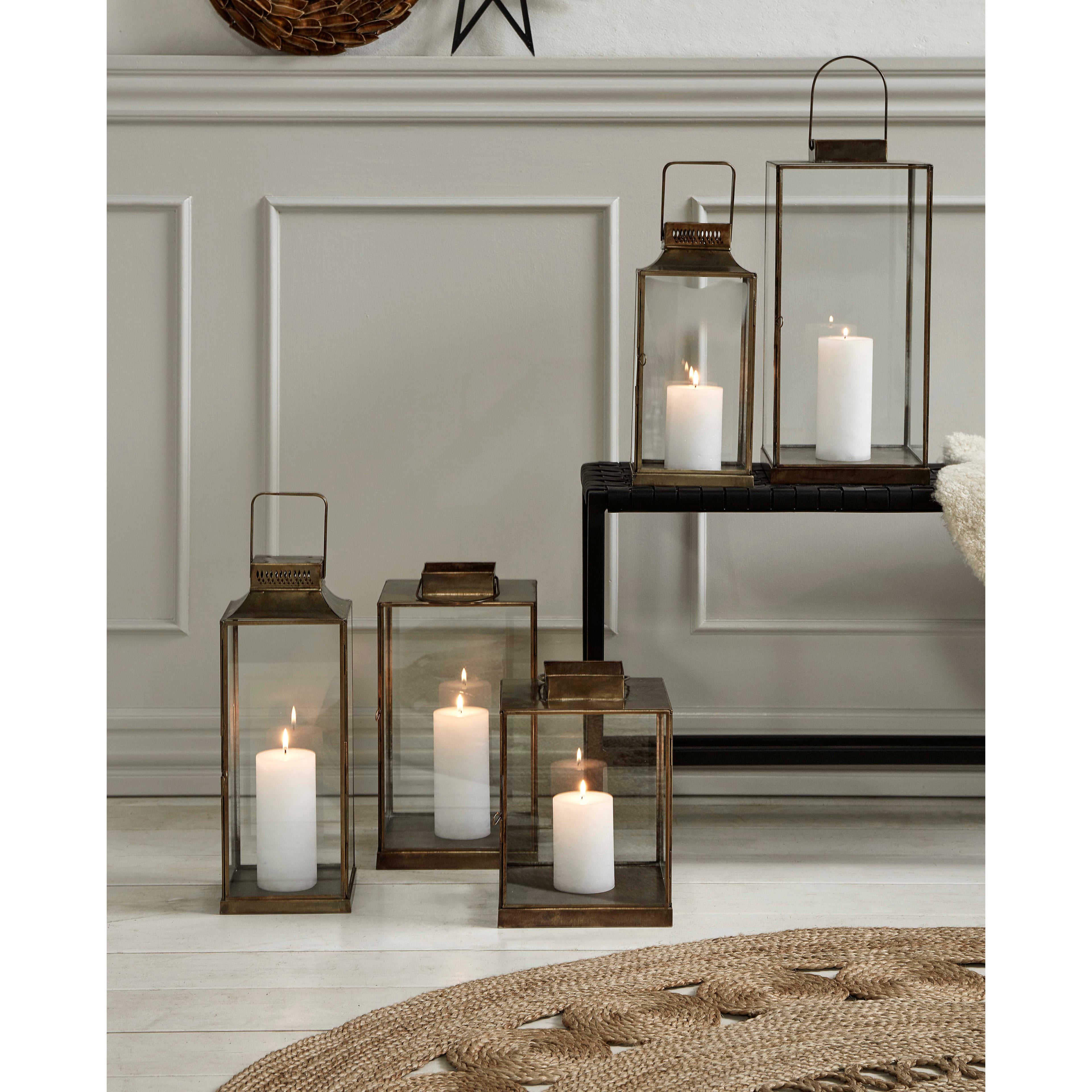 Antikke lykter i jern - H35 cm - gullfinish
