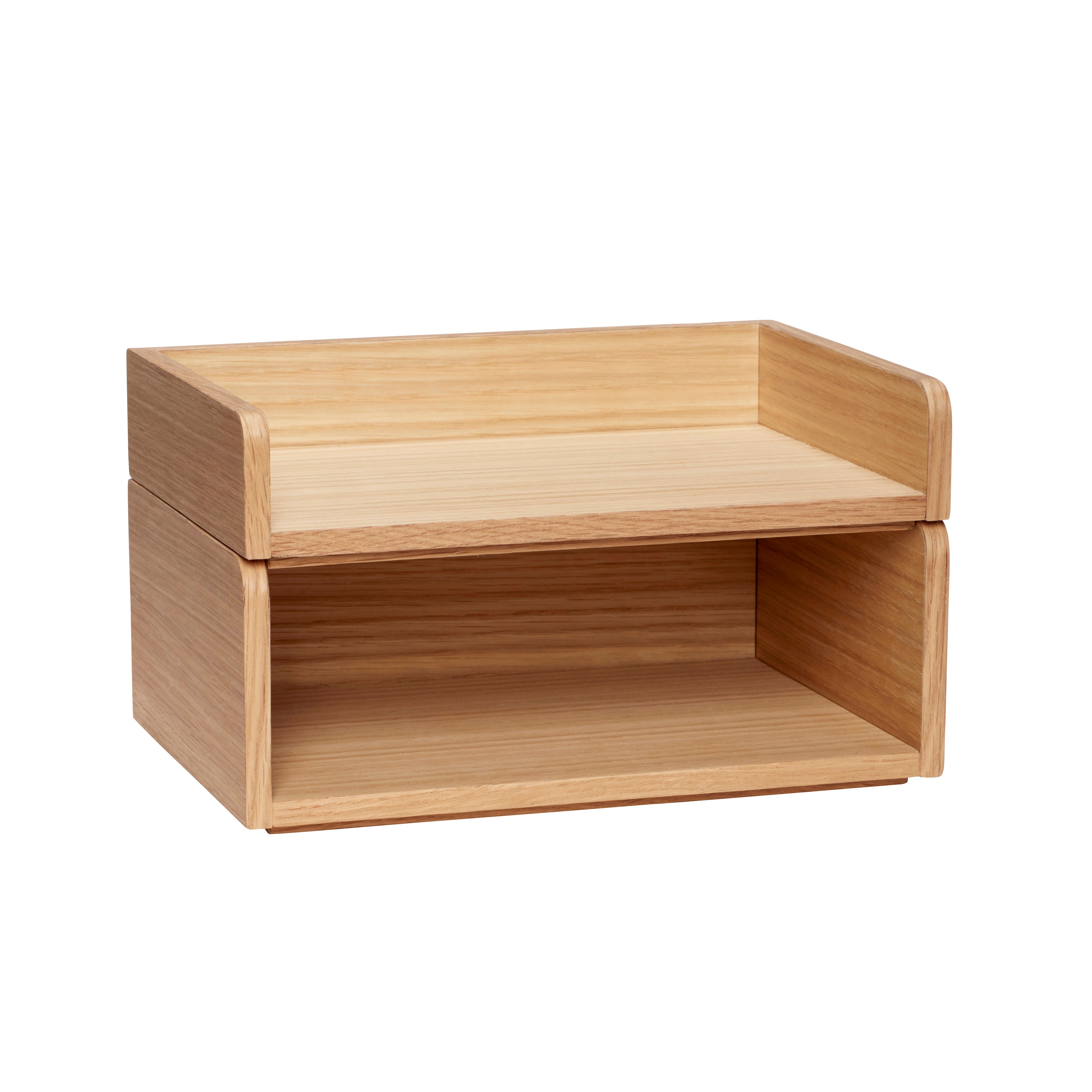 Hübsch - Organiser, egetræ, FSC, natur, s/2 - 27x19xh10, 27x19xh5cm - Hübsch - DesignGaragen.dk