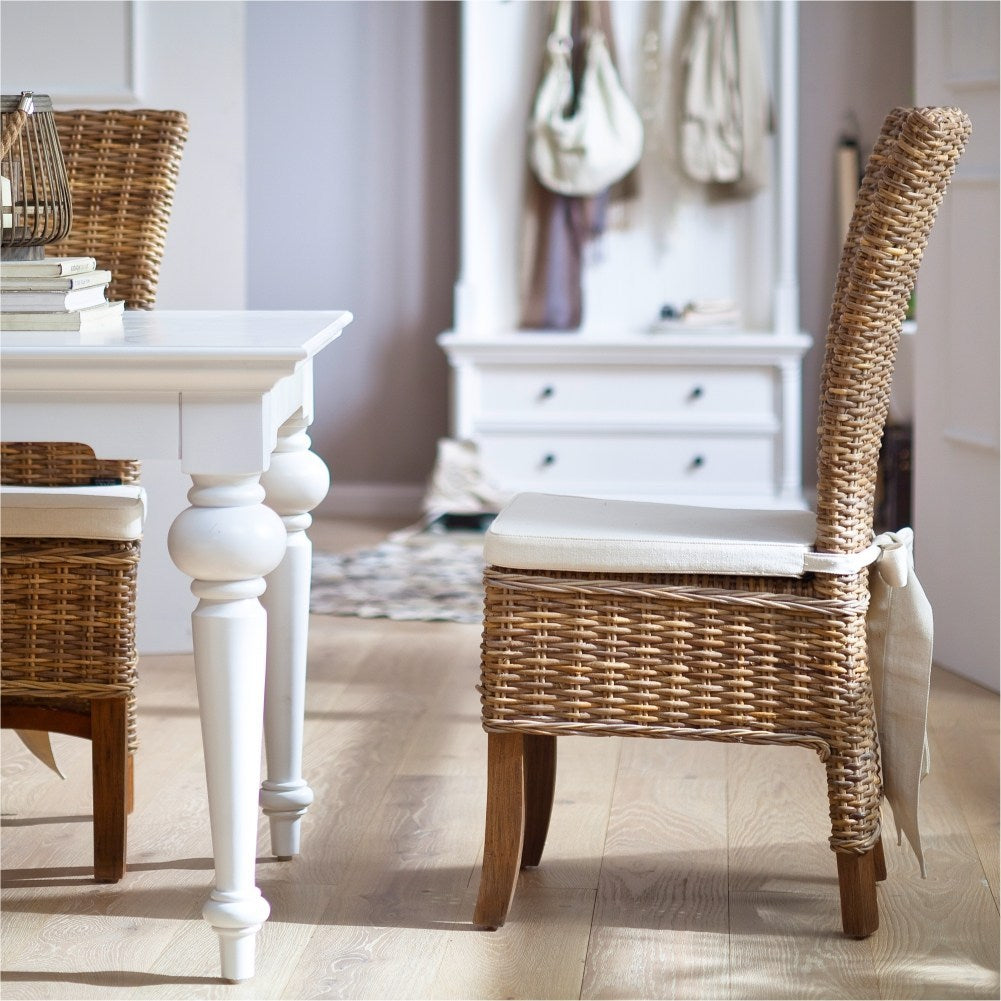 Wickerworks Salsa Håndflettet Spisebordsstol i Naturligt Rattan med Hynder (sælges som par) - NovaSolo - DesignGaragen.dk