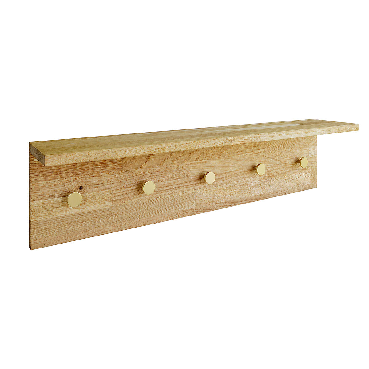 Prikk kroker med hylle i eik natur - 70 cm