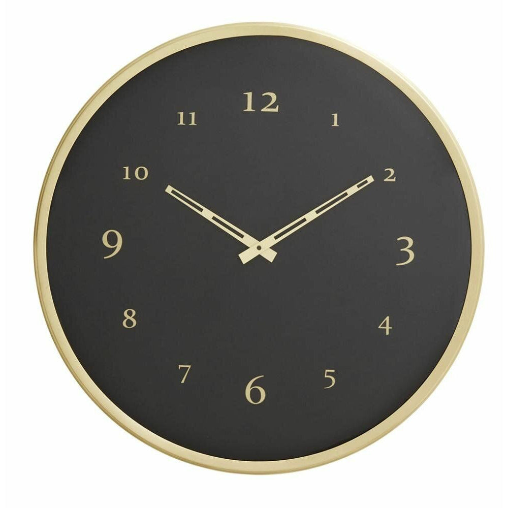Nordal Metal Wall Clock with Glass - Ø51 cm - Svart/messing