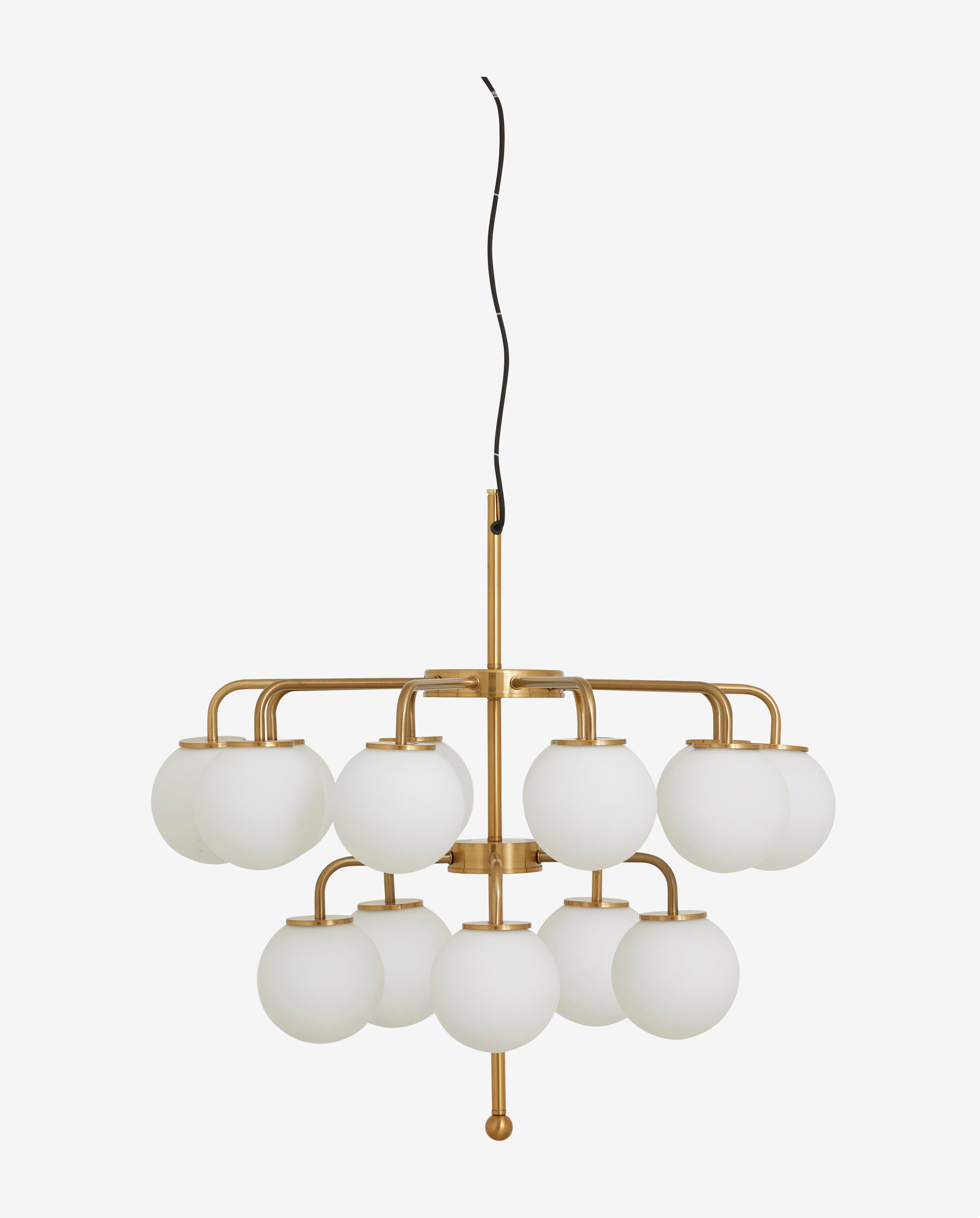 Palma lysekrone - Ø74 cm - messing/hvit