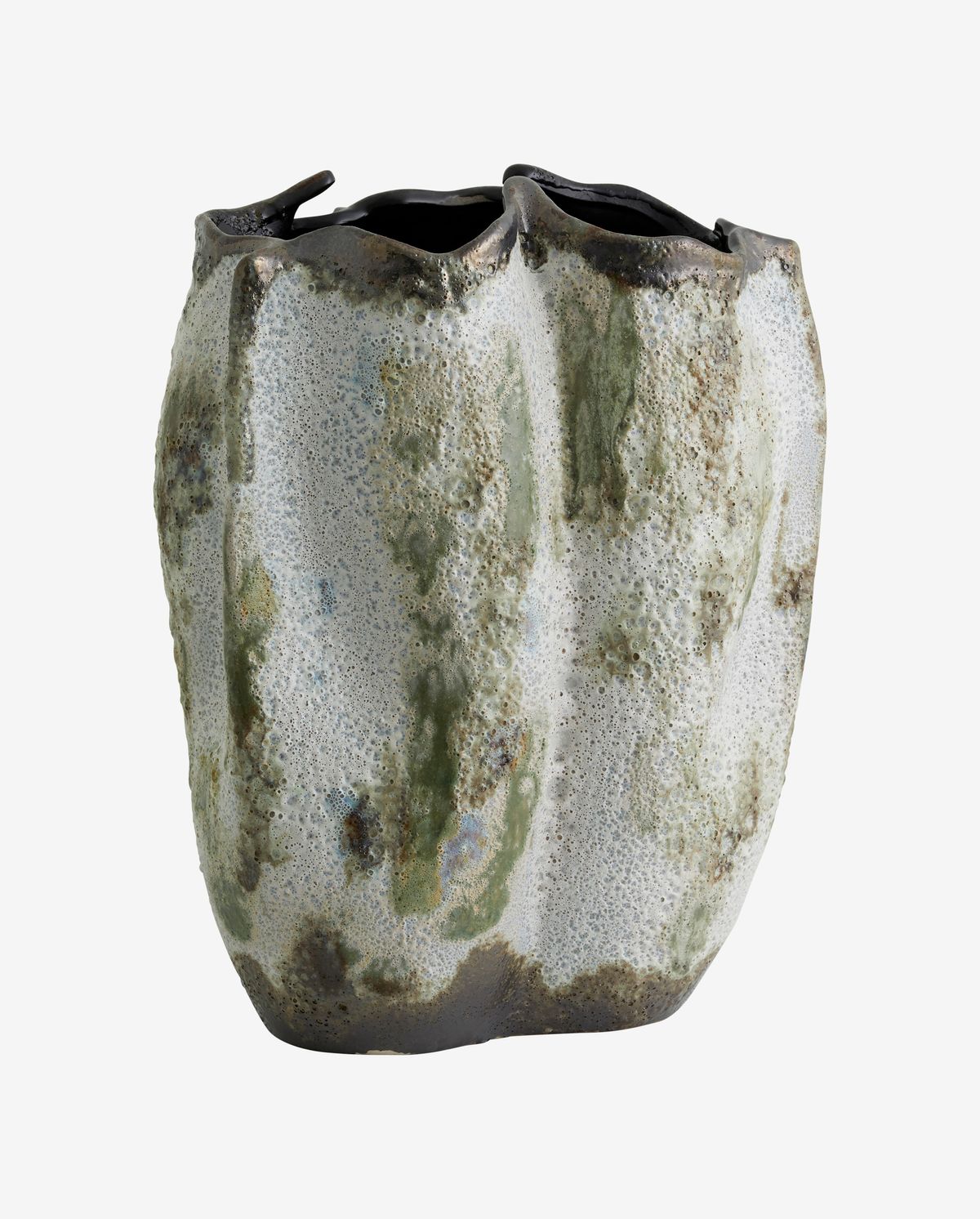 Henry Vase i keramikk H35 cm - brun/hvit/grønn