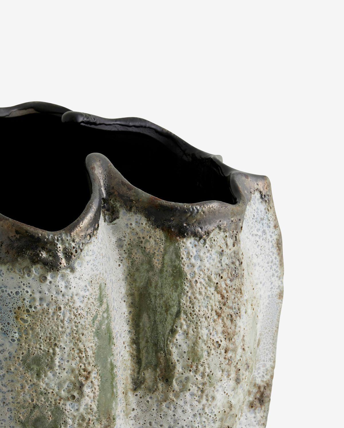 Henry Vase i keramikk H35 cm - brun/hvit/grønn
