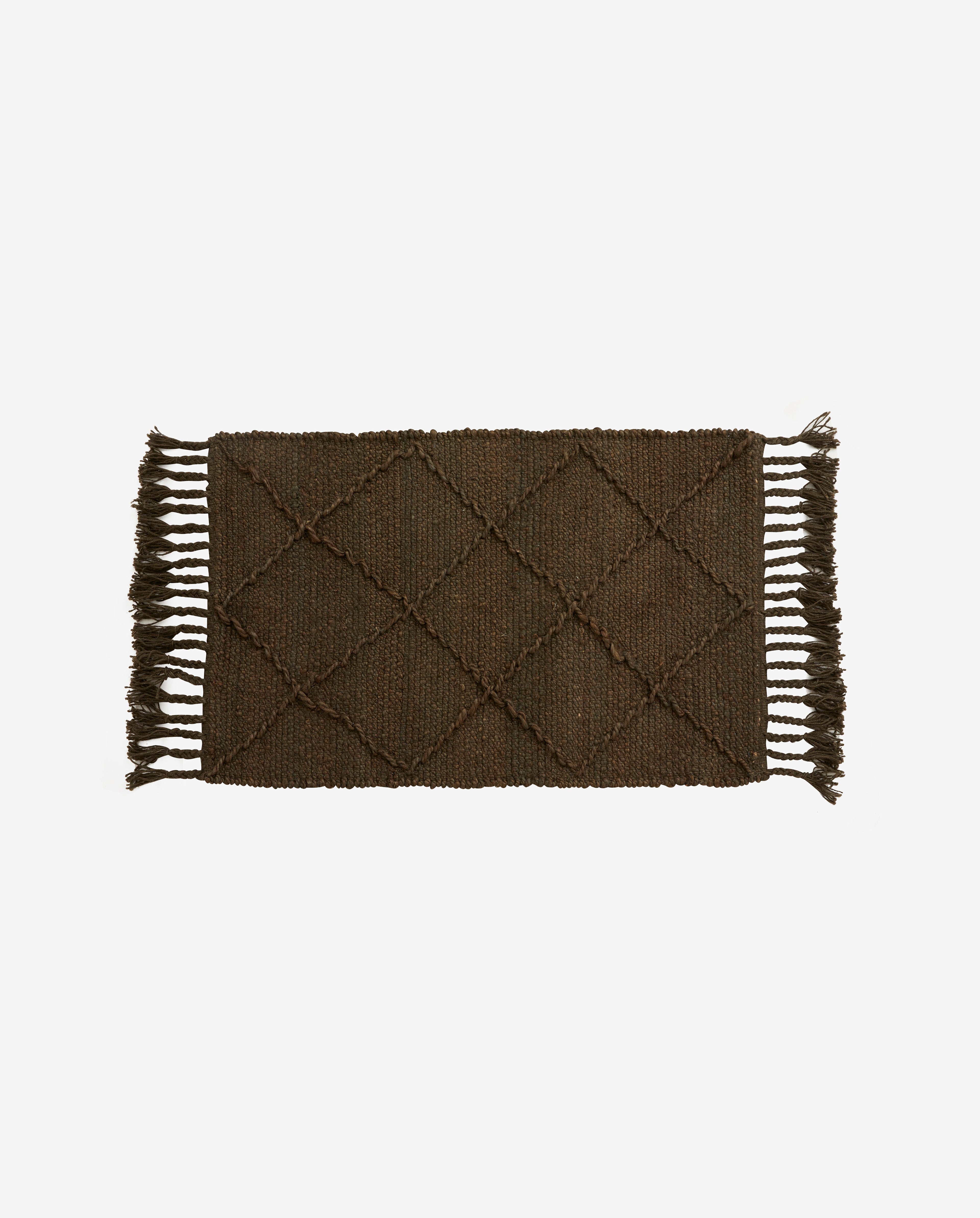 Jutan teppe i jute 60x90 cm - brun/grønn