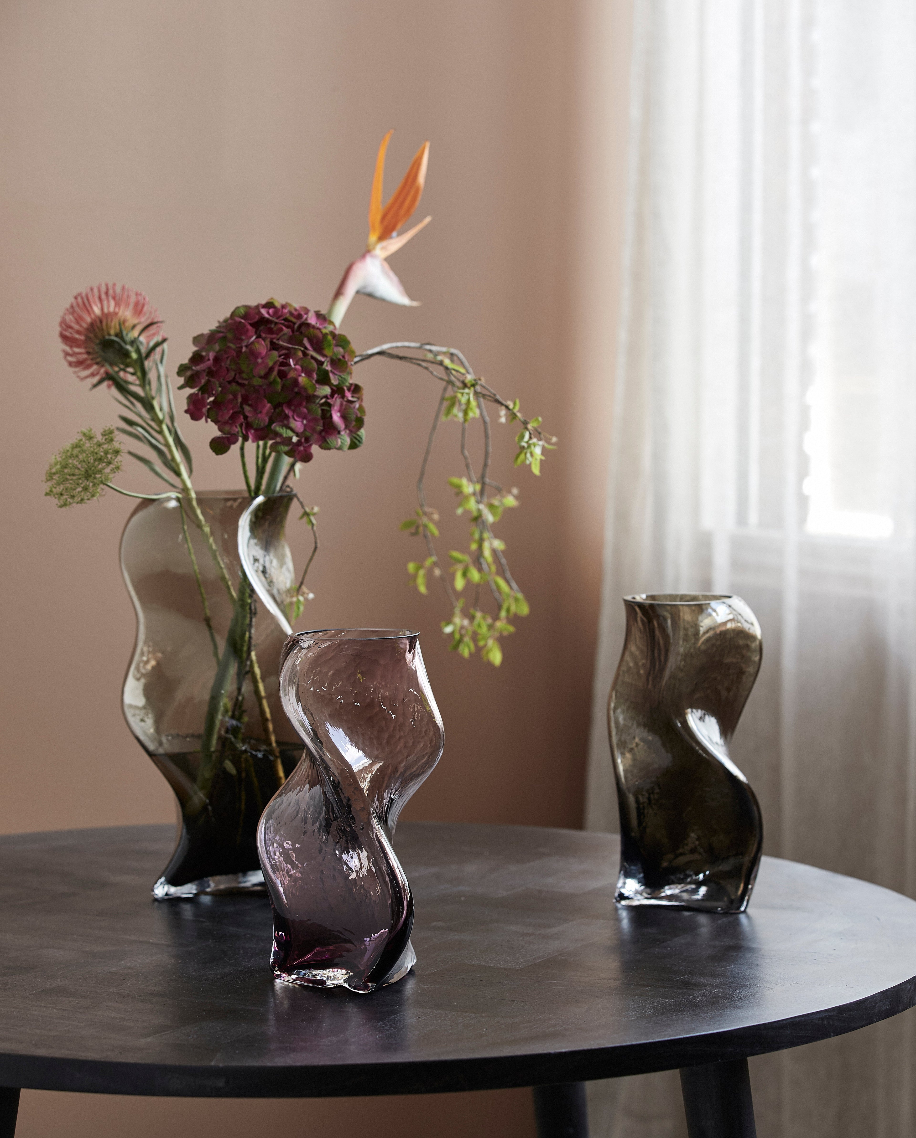 Sable vase i glass H30 cm - lilla