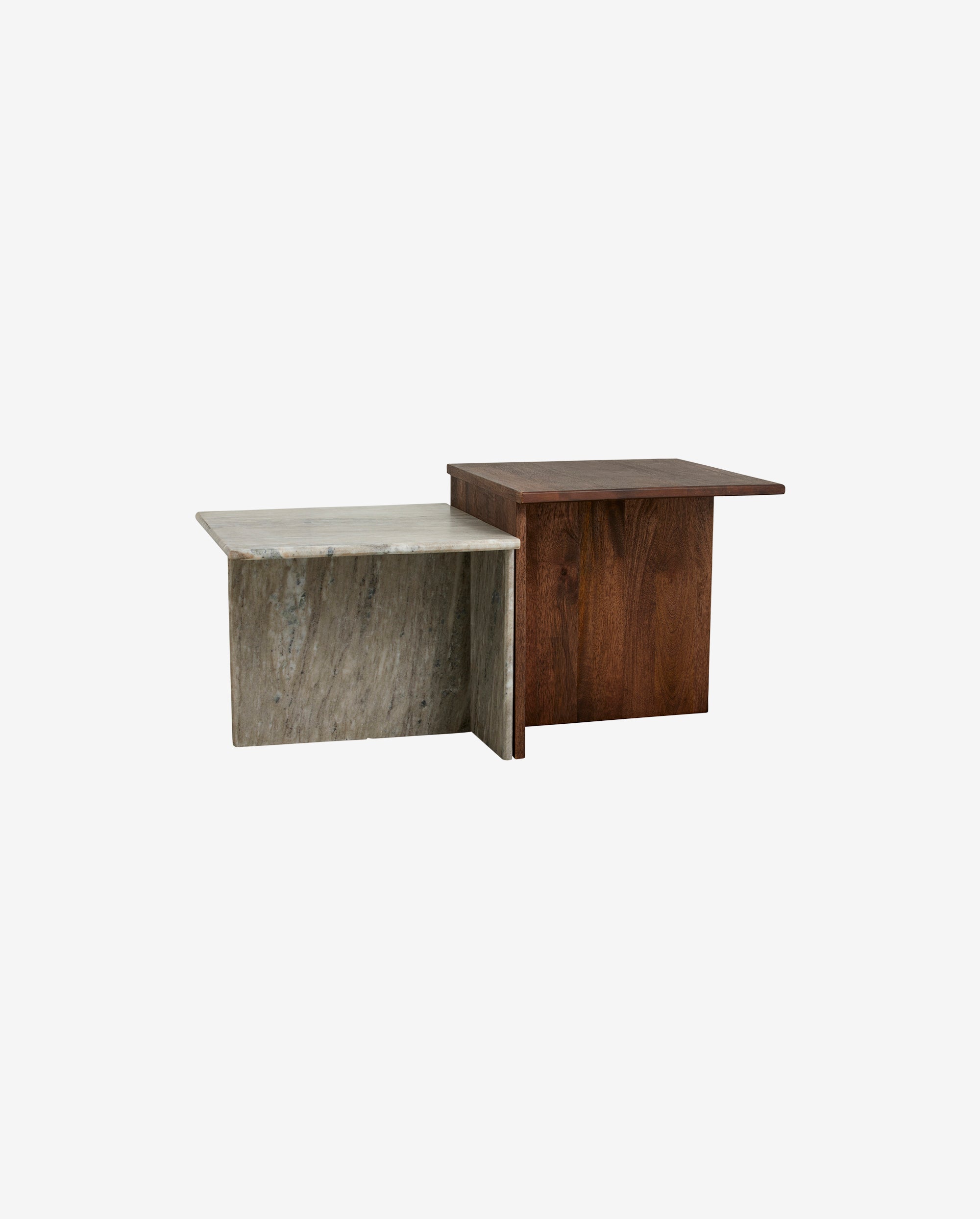 ODRA PSDAGER I Mango Wood and Marble - 2 stykker - H48/40 cm