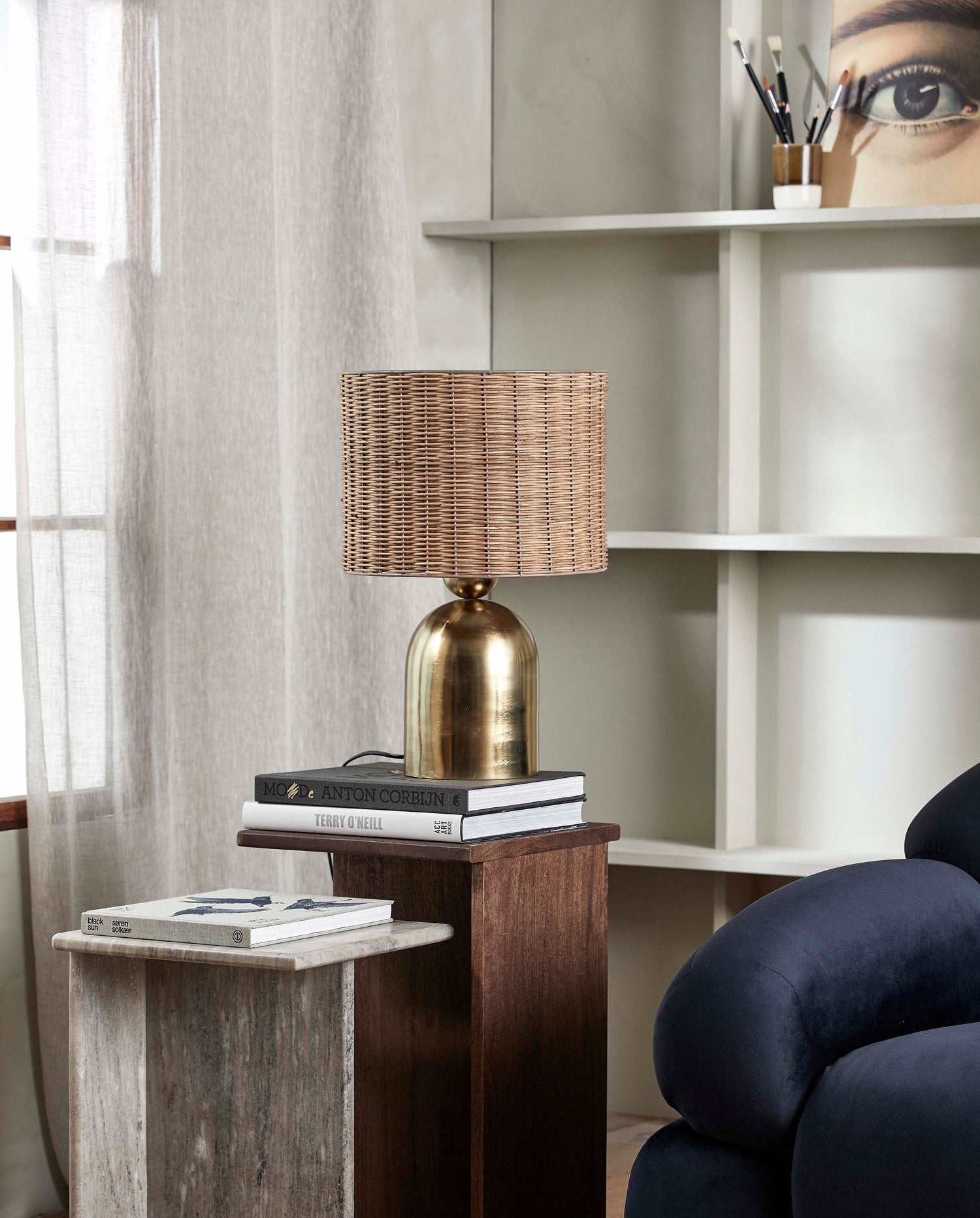 Basti -bordlampe - H51 cm - Natur/messing