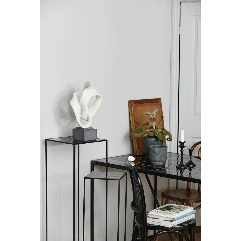 Rosala -skulptur for dekorasjon - H43 cm - svart og hvitt