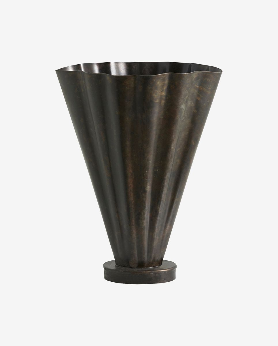 Coll vase i jern, antikk finish - H36 cm - brun