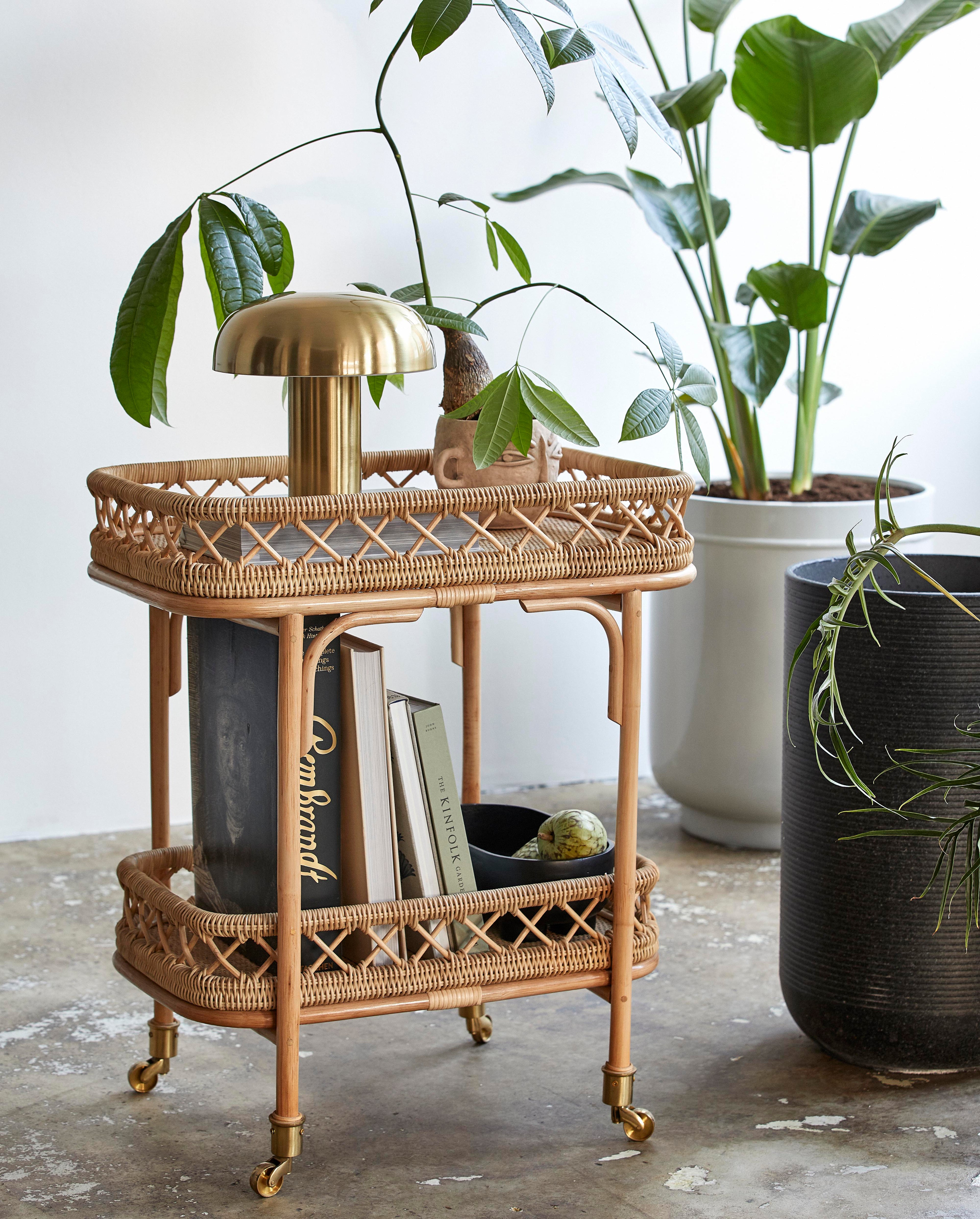 Liri Rolling Table in Rattan - 62x42 cm - Nature