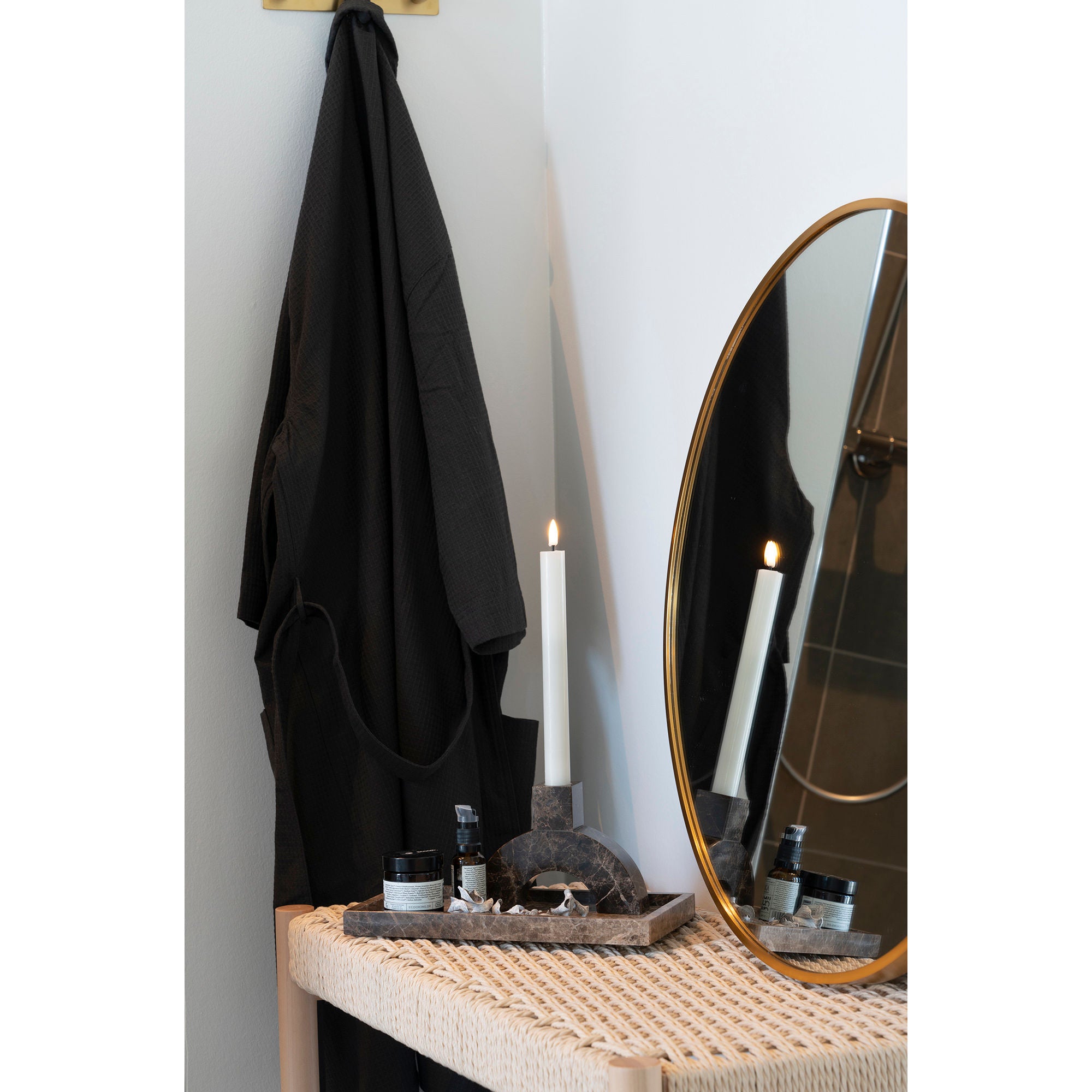 Candlestick - Candlestick in Marble, Brown, 15x3.5x11 cm