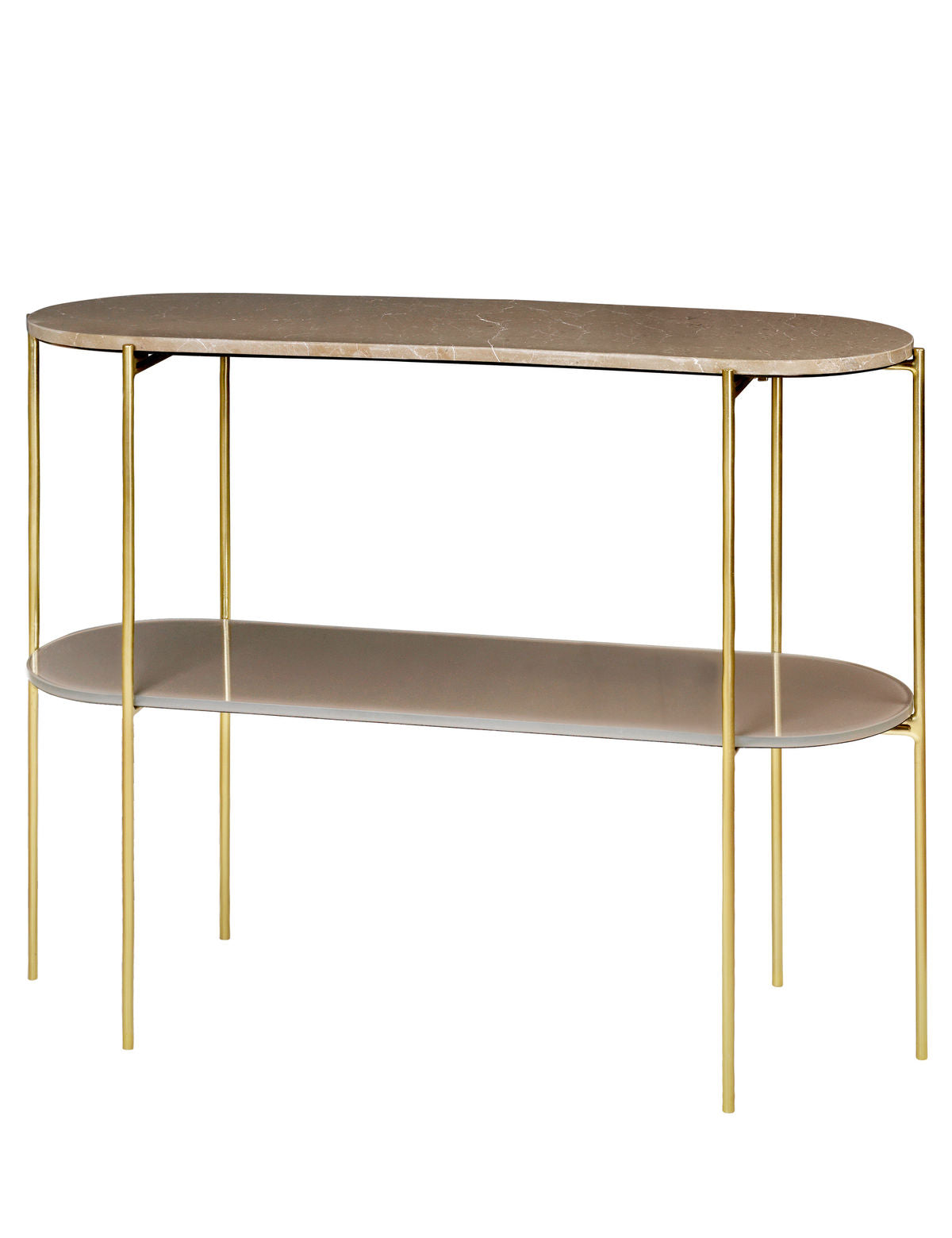 Cosy Living Laura Console Marbletable - Toffee Brown med messingbase