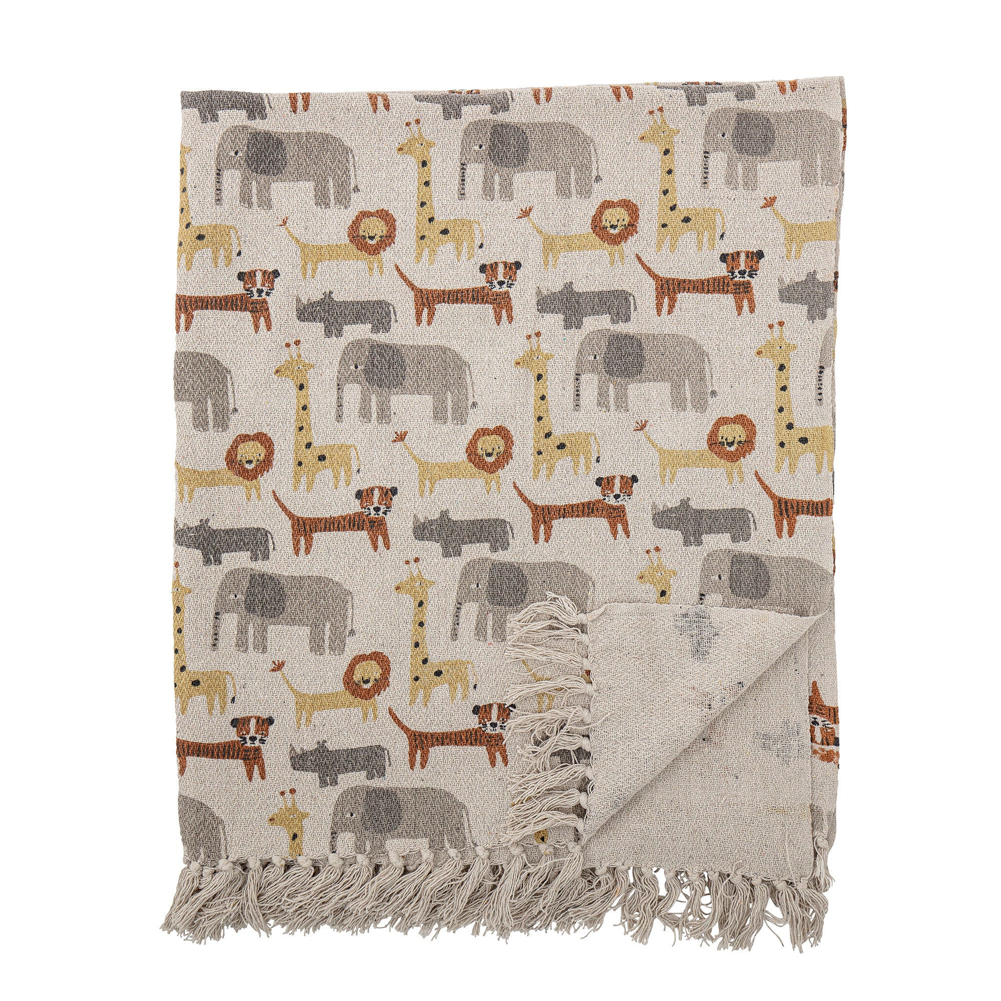 BLOOMINGVILLE MINI Brett Plaid, Brun, Genanvendt Bomuld - L160xW130 cm - DesignGaragen.dk.