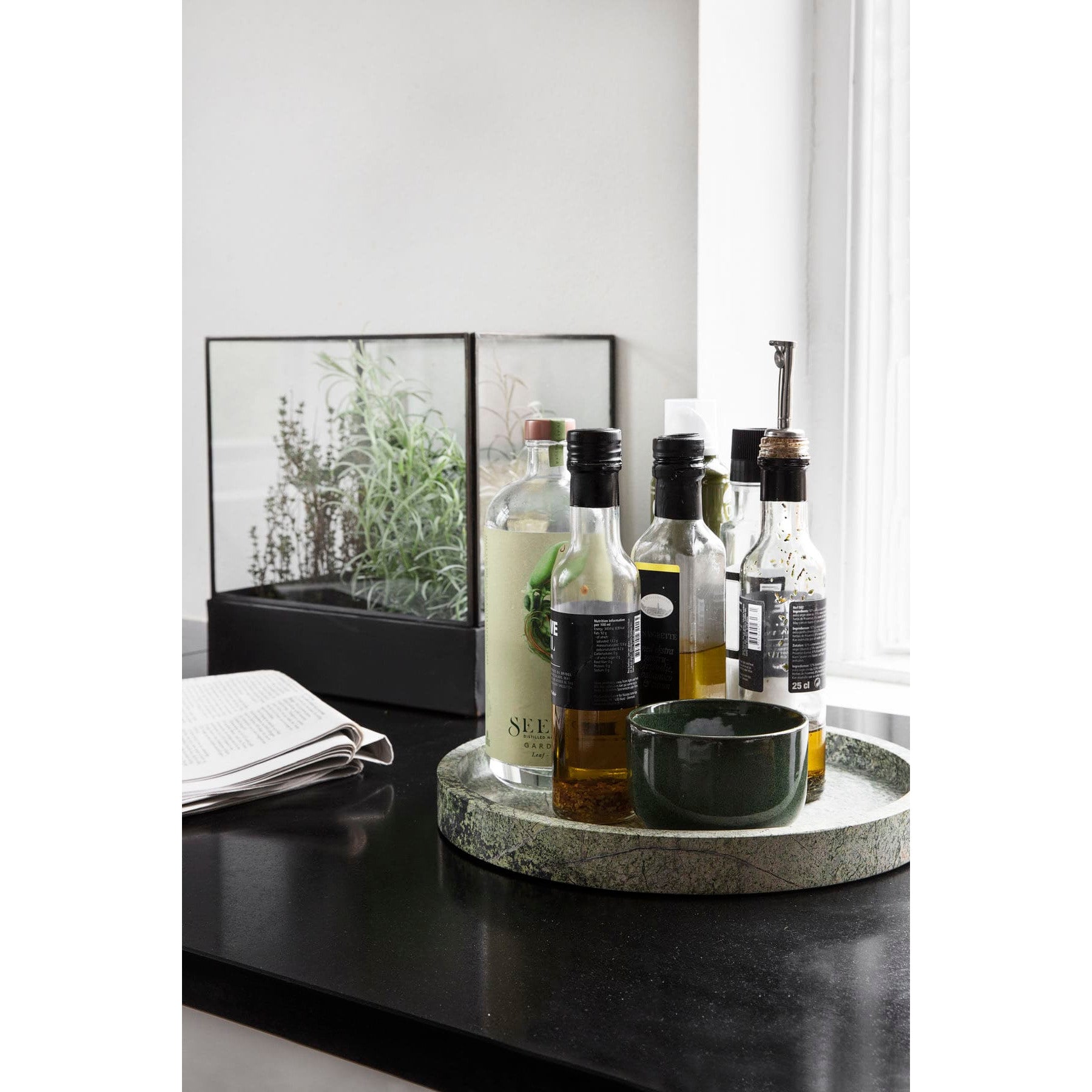 Brett, poli, grønn marmor Ø30