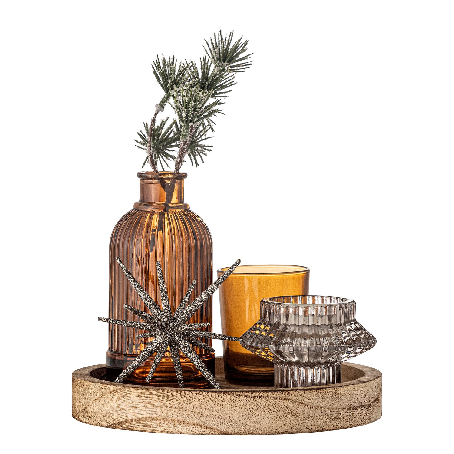 Bloomingville Sanga Tray m/furu skjebne, gull, glass