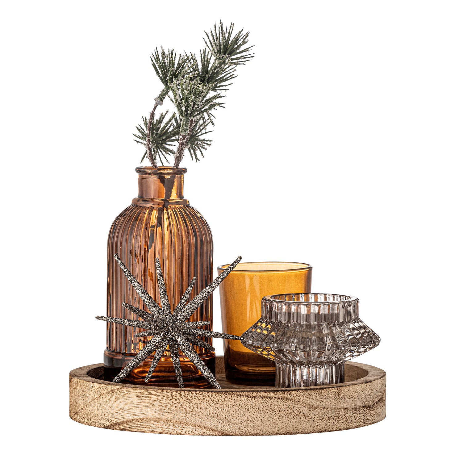 Bloomingville Sanga Tray m/furu skjebne, gull, glass