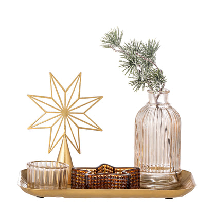 Bloomingville Sanga Tray m/furu skjebne, gull, glass