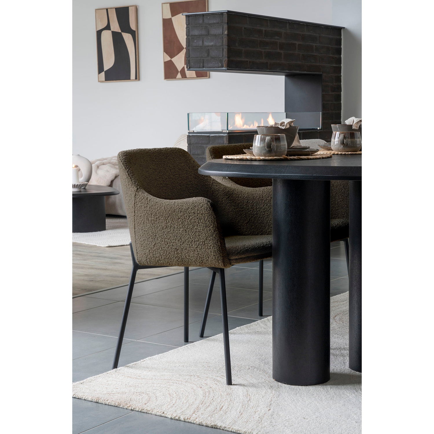 Melilla spisebordstol - Spisebordstol, Bouclé, Brown, Black Ben HN1064