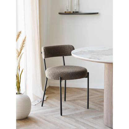 Badalona spisebordstol - Spisebordstol, Bouclé, Brown, Black Legs HN1064