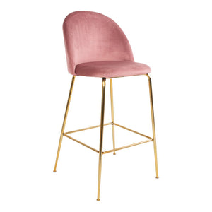 Lausanne Bar Chair - barkrakk i velour, rosa med messing utseende ben, hn1214