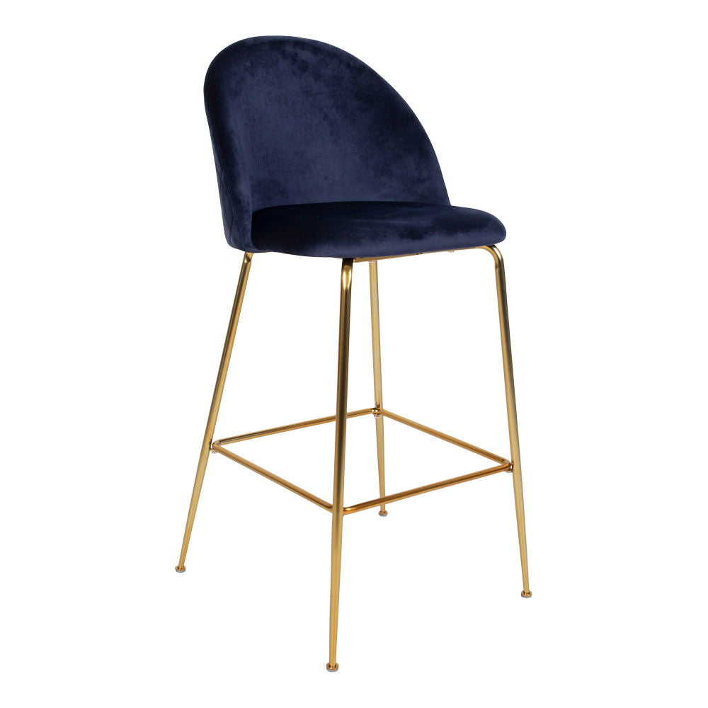 Lausanne Bar Chair - barkrakk i velour, blått med messing utseende ben, hn1205