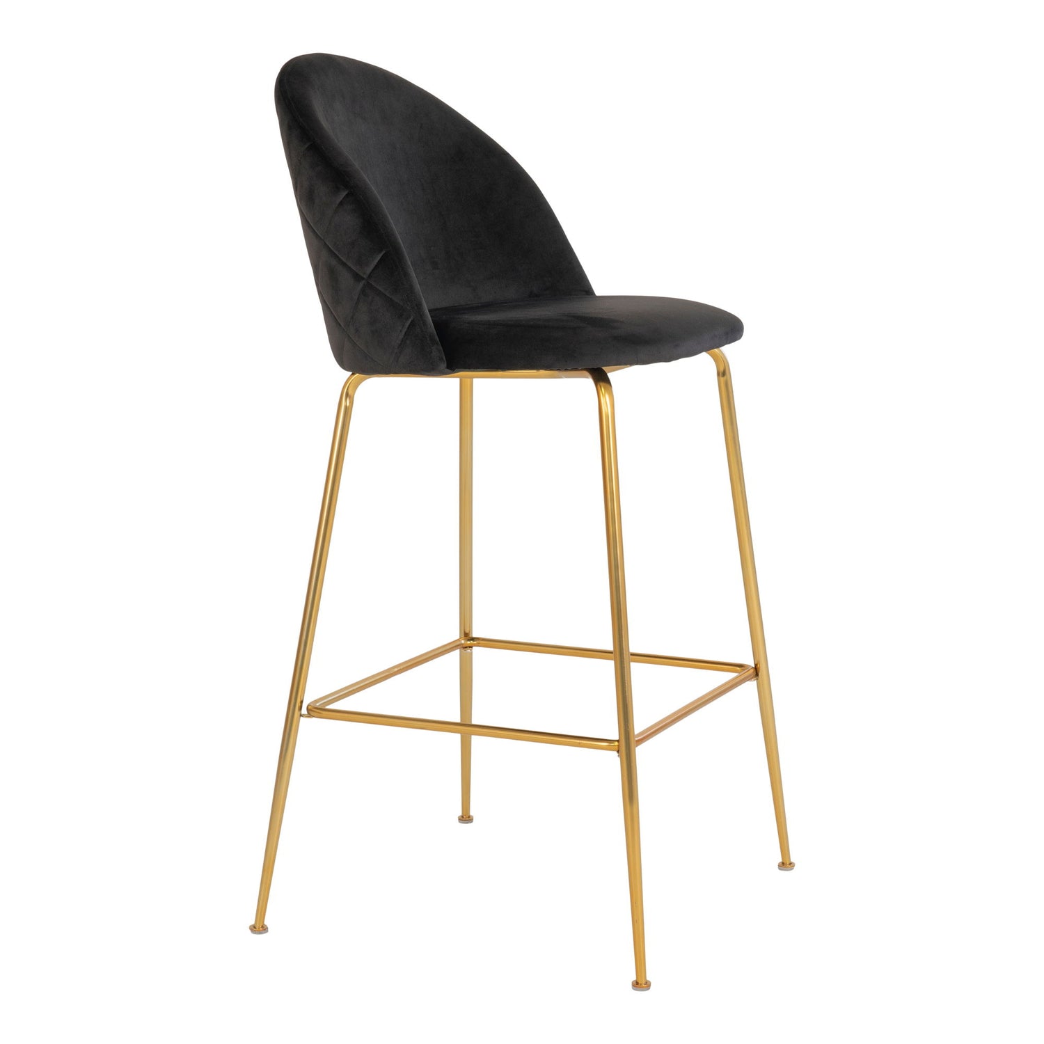 Lausanne Bar Chair - barkrakk i velour, svart med messing utseende ben, hn1207