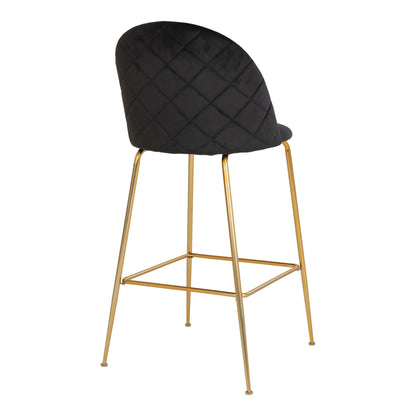 Lausanne Bar Chair - barkrakk i velour, svart med messing utseende ben, hn1207