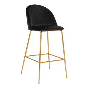 Lausanne Bar Chair - barkrakk i velour, svart med messing utseende ben, hn1207