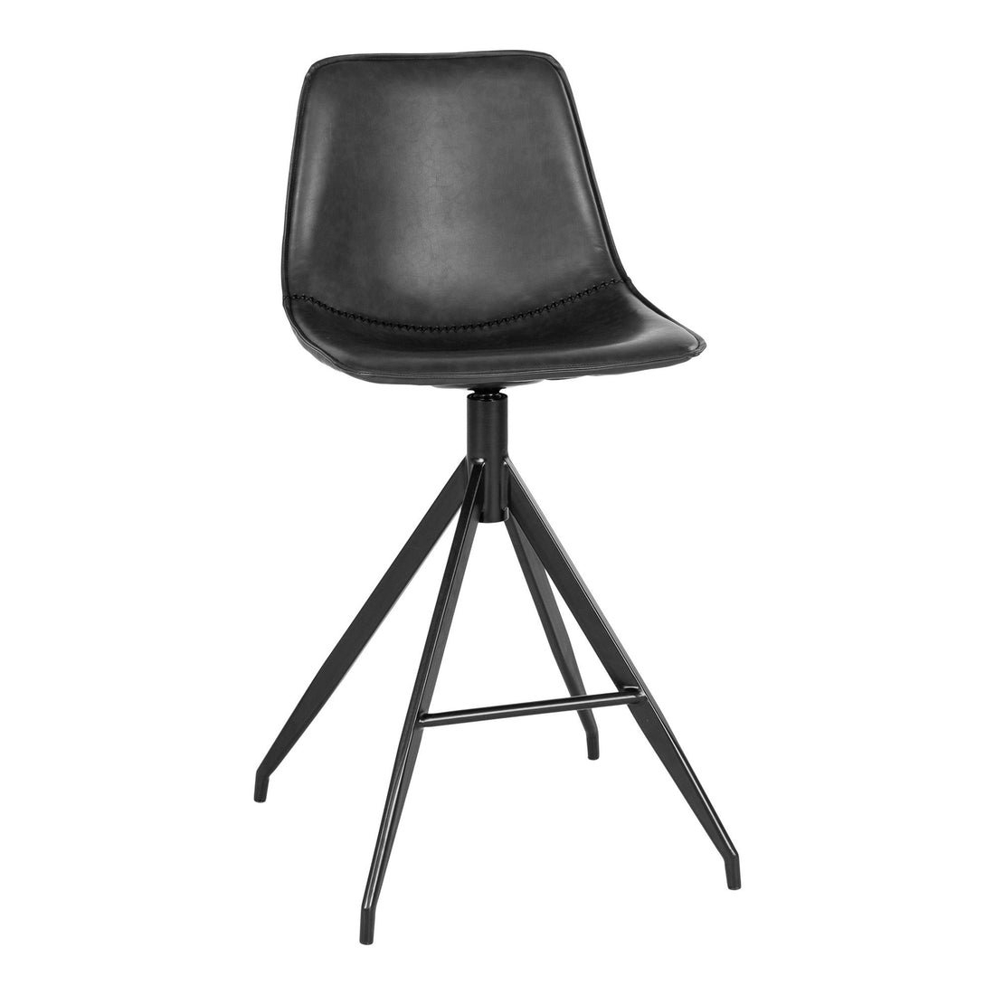 Monaco Counter Chair - Counter Chair in PU, Black With Black Legs, HN1228