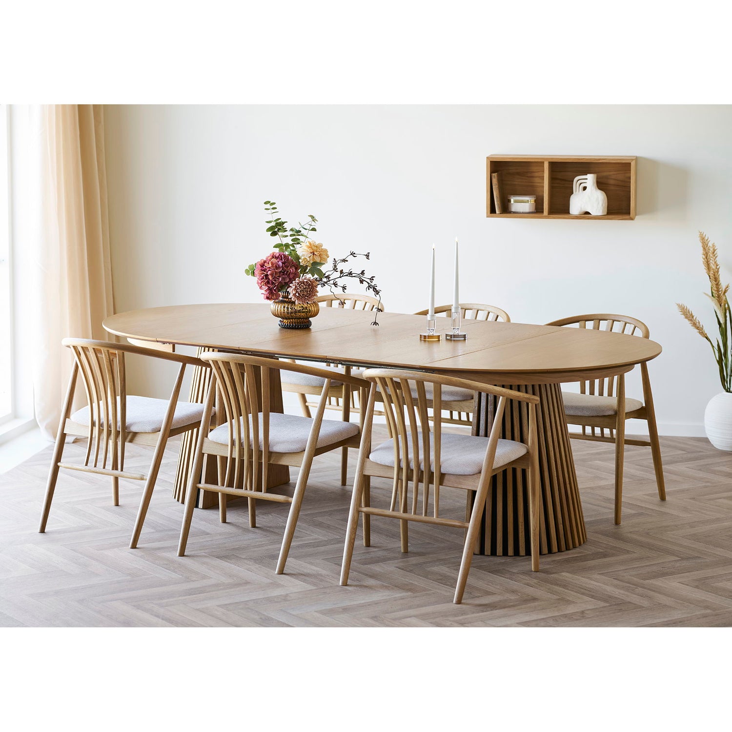 Agustin spisebordstol - spisebordstol, eik med stoffsete, natur/sand HN1286