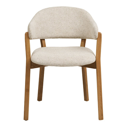 Dunkirk spisebordstol - spisebordstol, armlen, eik med stoffsete, beige hn1318
