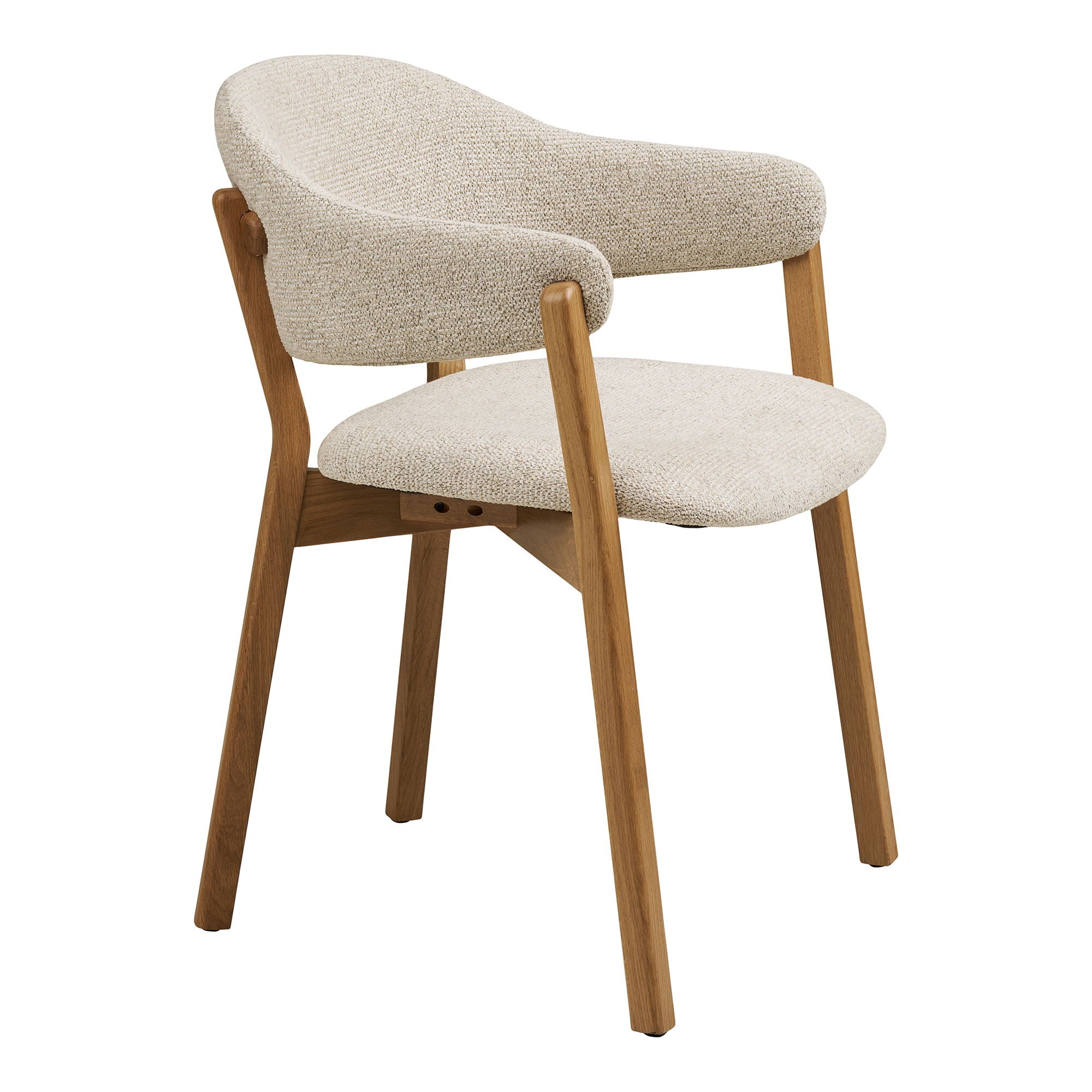 Dunkirk spisebordstol - spisebordstol, armlen, eik med stoffsete, beige hn1318