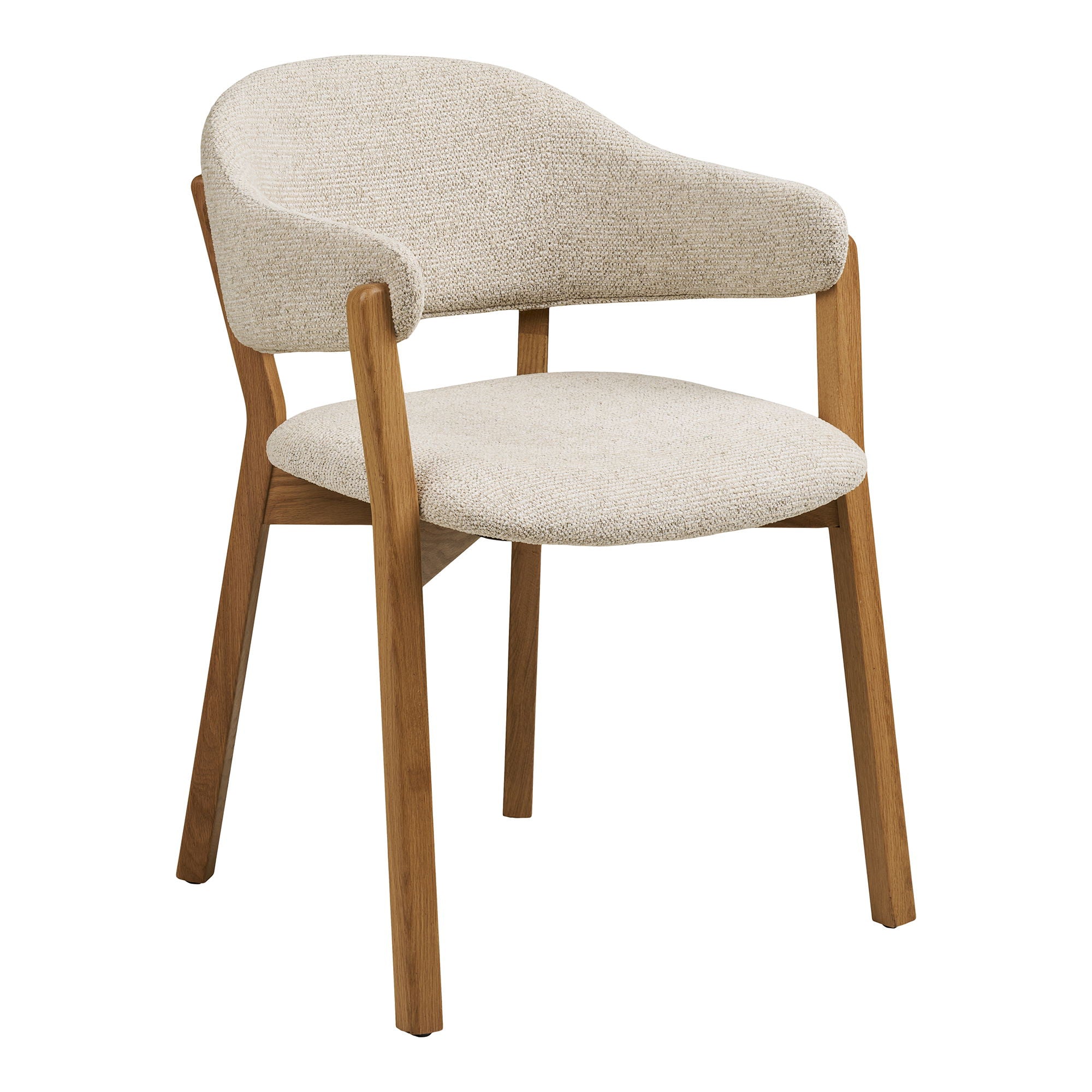 Dunkirk spisebordstol - spisebordstol, armlen, eik med stoffsete, beige hn1318