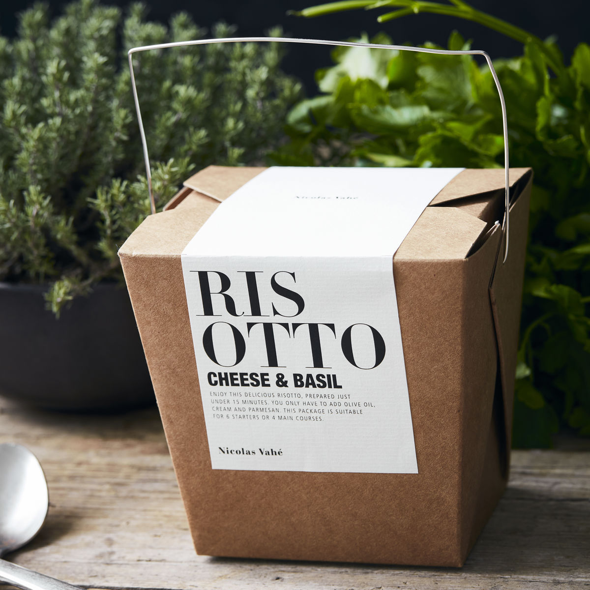 Risotto, ost og basilikum