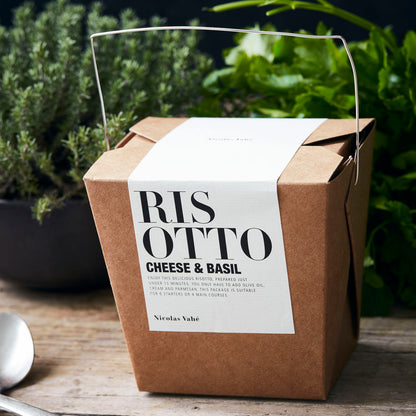 Risotto, ost og basilikum