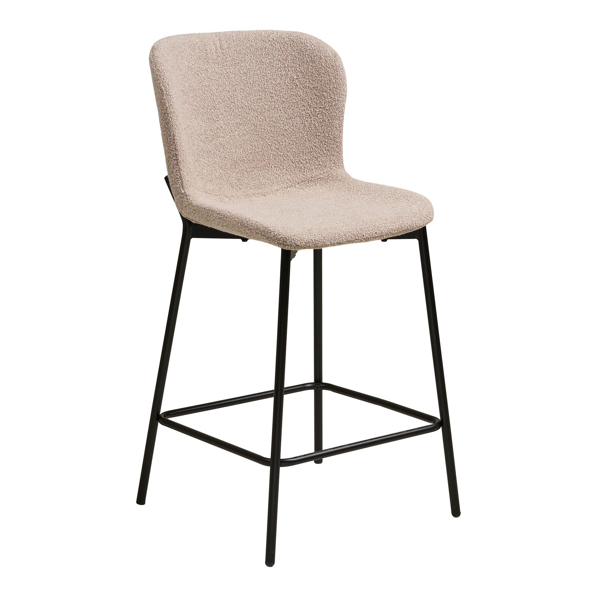 Maceda Counter Chair - Counter Chair, Bouklé, Beige, Black Legs HN1239