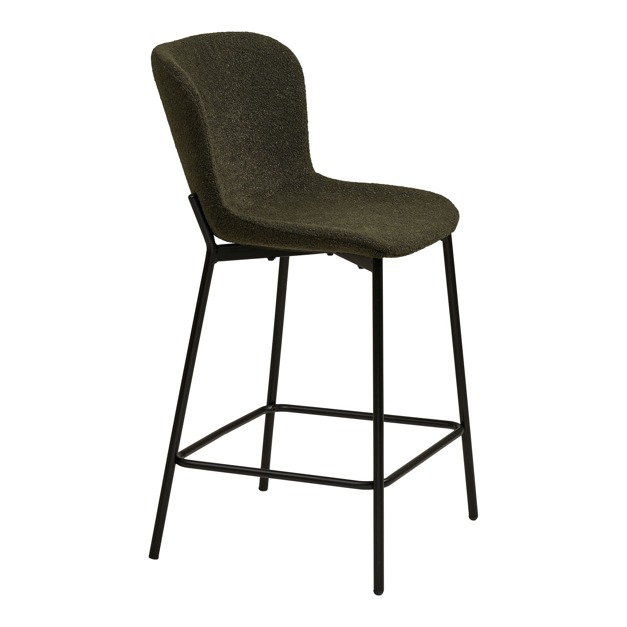 Maceda Counter Chair - Counter Chair, Bouklé, Green, Black Legs HN1241
