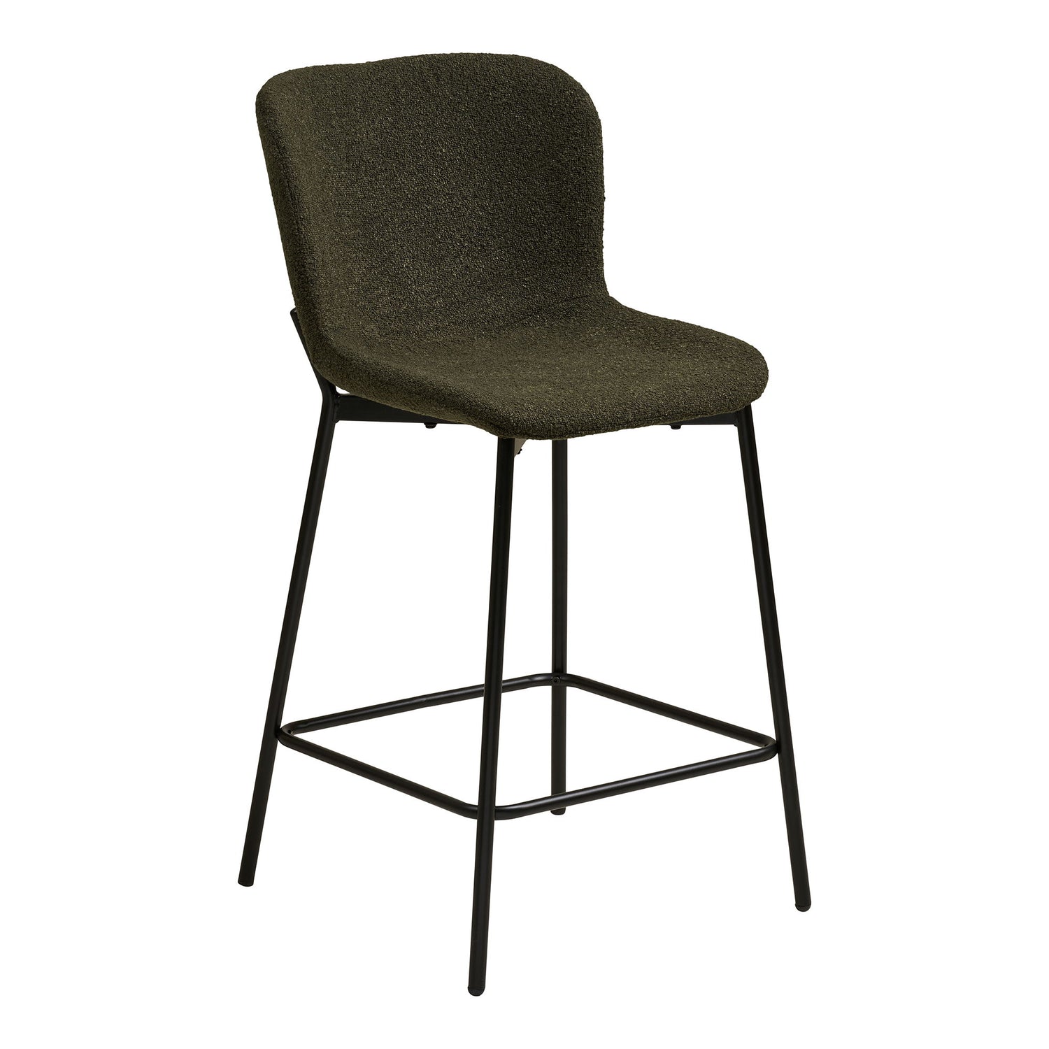 Maceda Counter Chair - Counter Chair, Bouklé, Green, Black Legs HN1241
