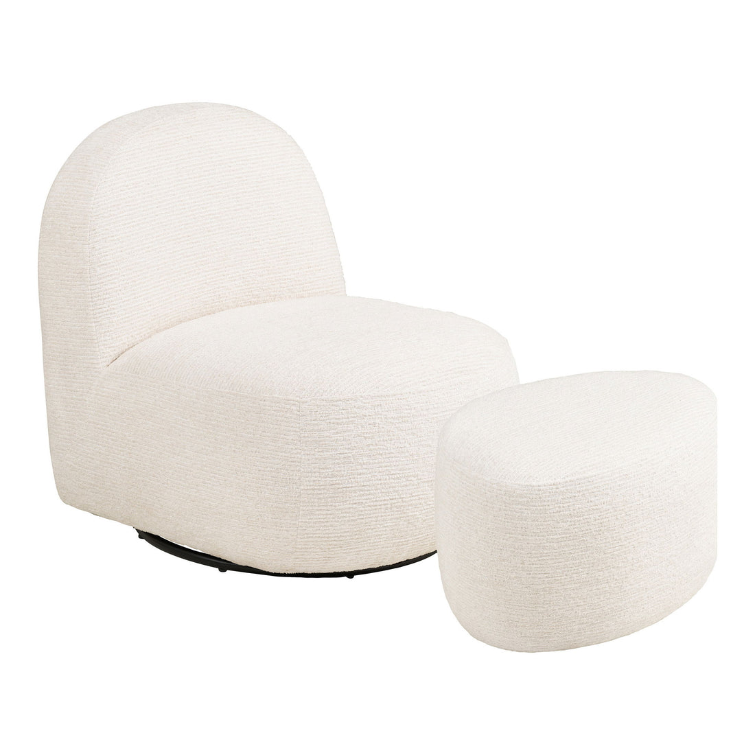 Milo Set - Lounge Chair and Puff, Off -White HN1081