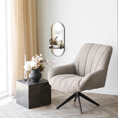 Grandola Lounge Chair - Lounge Chair with Swivel Foot, Grey, Black Legs HN1086