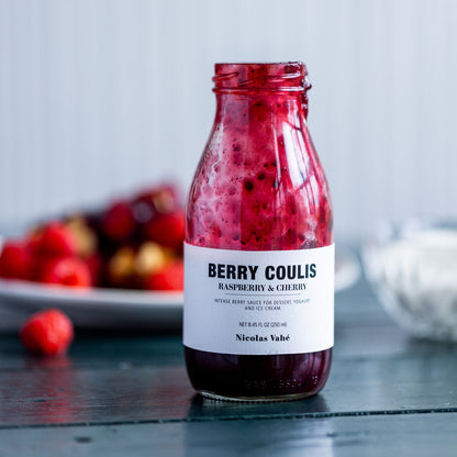 Berry Coulis, bringebær og kirsebær