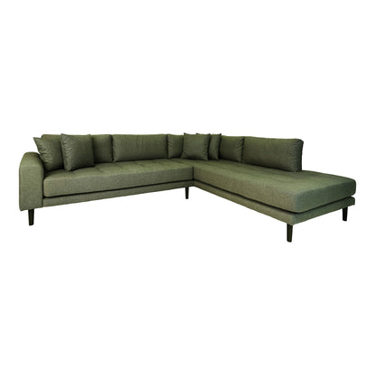 Lido Corner Sofa Open End - Corner Sofa Open End, Right -Wing in Olive Green med fire puter og svart treben, HN1020