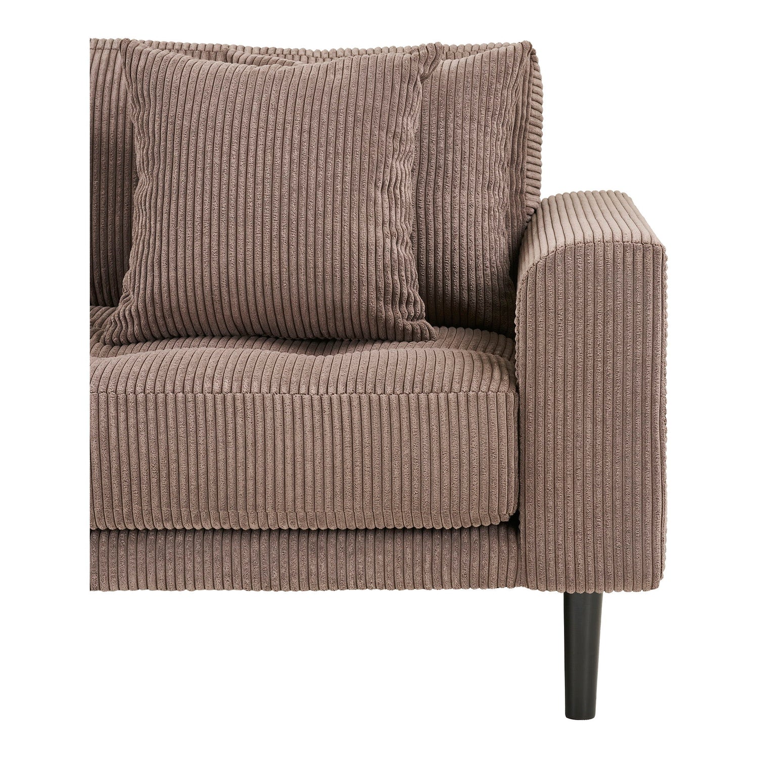 Lido Lounge Sofa - Lounge Sofa, venstre -wing i brun fløyel med fire puter og svarte treben HN1423