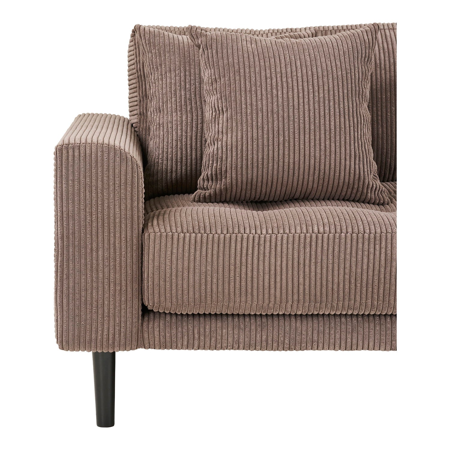 Lido Lounge Sofa - Lounge Sofa, høyre -wing i brun fløyel med fire puter og svart tre Ben HN1423