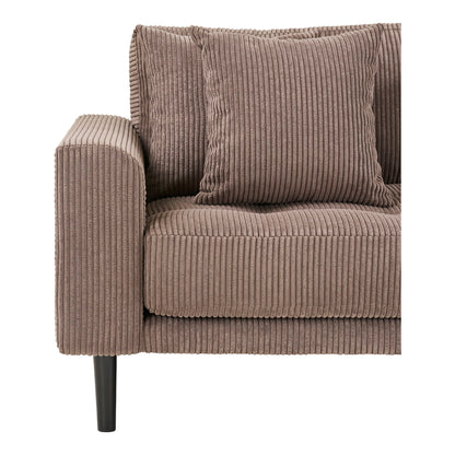 Lido Lounge Sofa - Lounge Sofa, høyre -wing i brun fløyel med fire puter og svart tre Ben HN1423