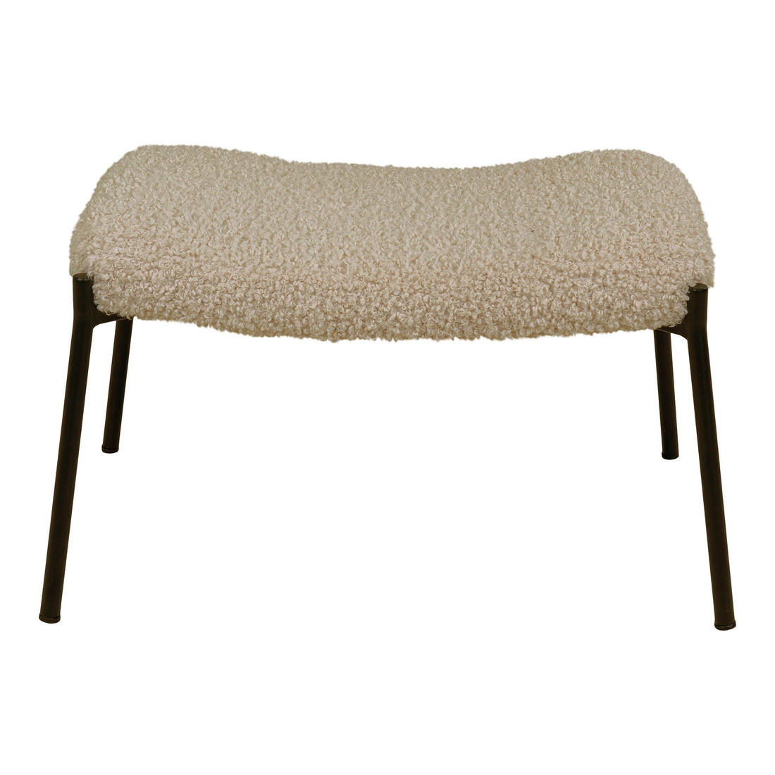 Glasgow Footstool - Footstool in Artificial Lambskin, Gray -Brown with Black Bens